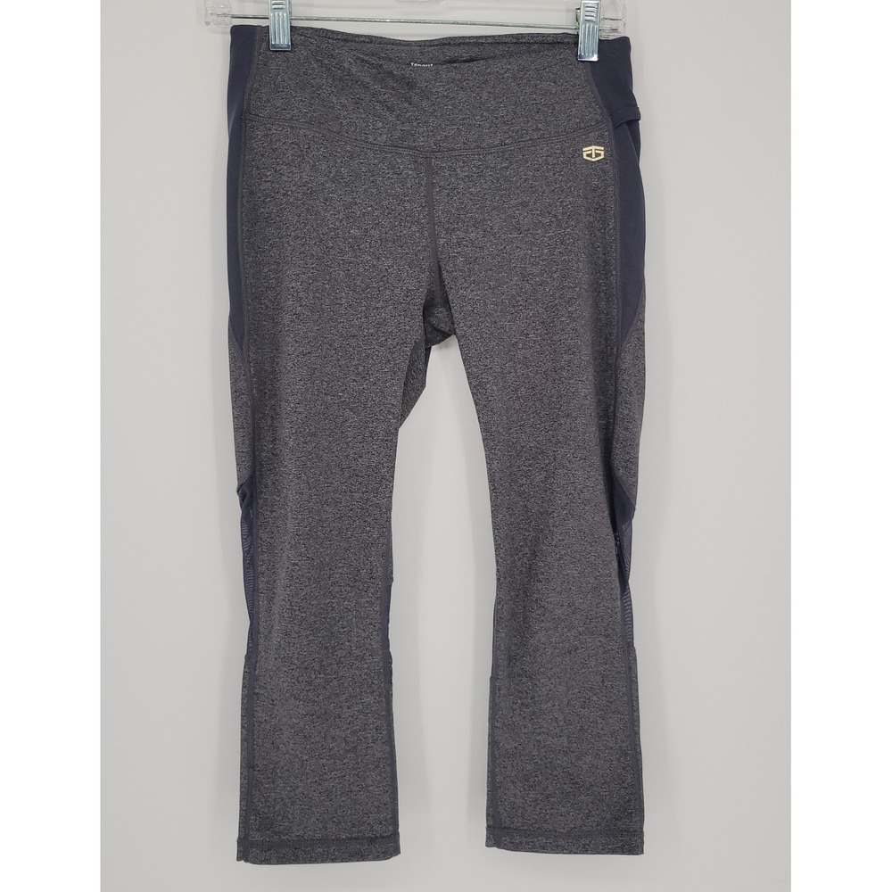 Tapout Womens Gray Heather Mesh Panel Athletic Capri Leggings